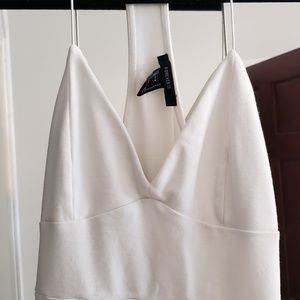 ⚪ Forever 21 White Y Back Midi Dress Size S ⚪